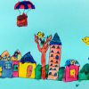 小学生クラス７月２回目・水彩画「街」